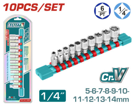 Total 10 Pcs 1/4" Socket Set - THT1411023