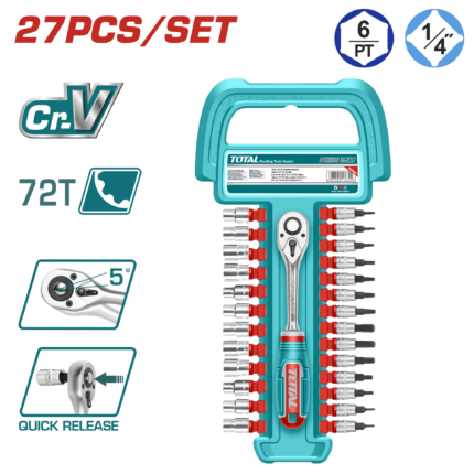 Total 27 Pcs 1/4" Socket Set - THT141271