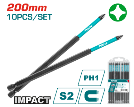Total 10 PCS PH1*200mm Impact Screwdriver Bit – TACIM16PH183