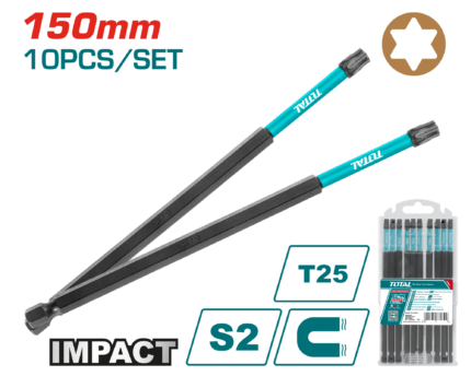 Total 10 PCS T25*150mm Impact Screwdriver Bit – TACIM16T2563