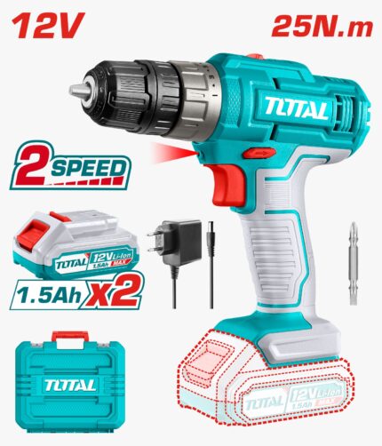 Total 12V 25Nm Lithium-Ion Cordless Drill - TDLI1228