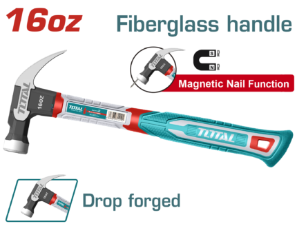 Total 450G Claw Hammer Fiberglass Handle - THCH61016