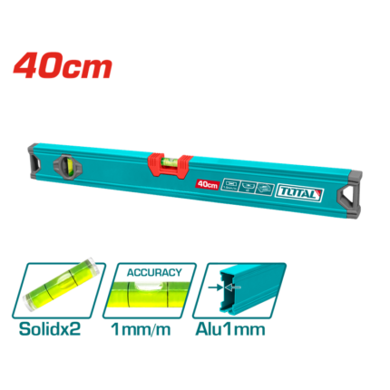 Total 40cm Aluminium Spirit Level with Dual Cylindrical Vials-TMT24036