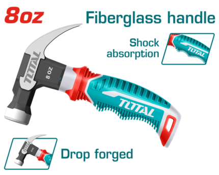 Total Mini Claw Hammer with Fiberglass Handle - THCH61008D