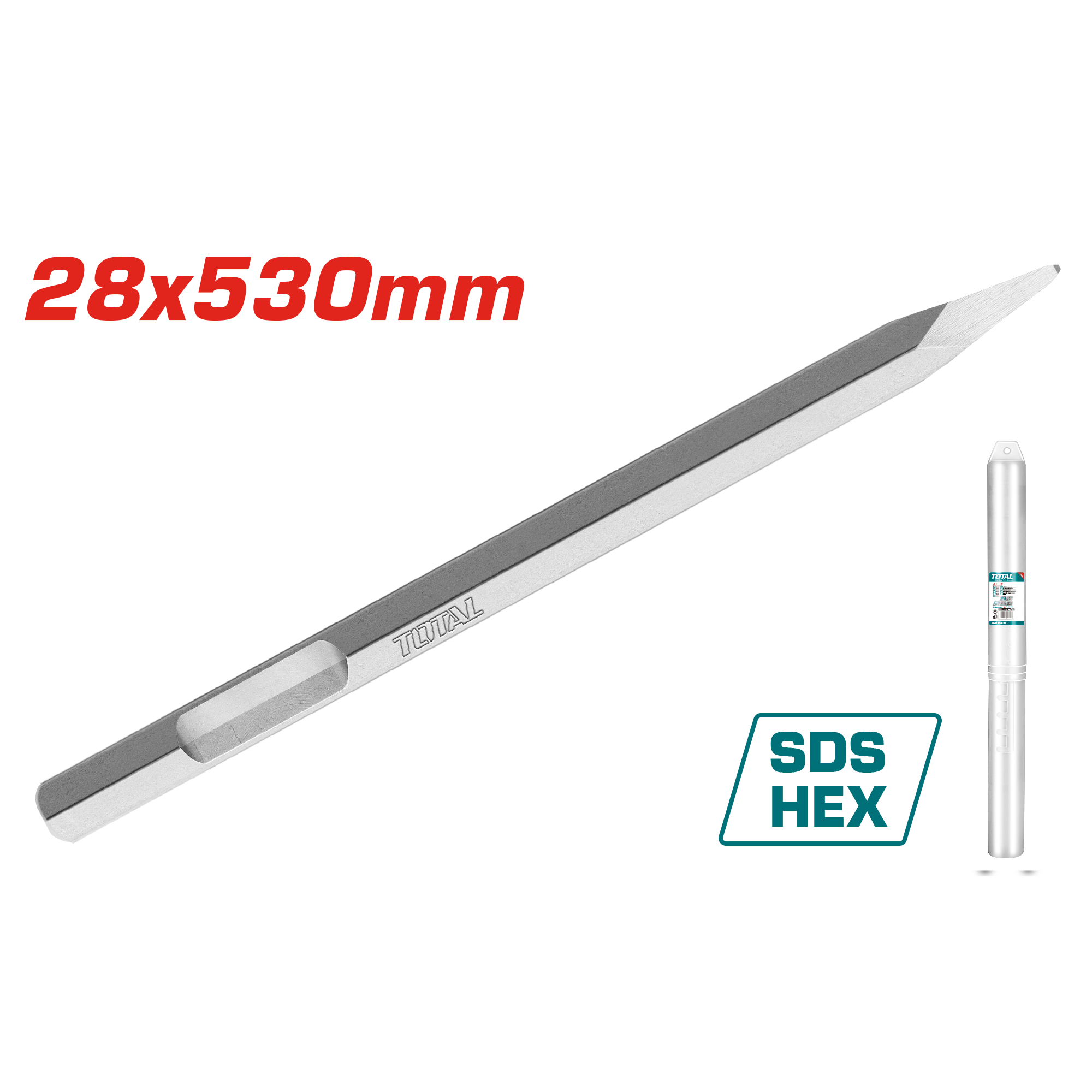 4942011671 Total Heavy-Duty Hex Point Chisel – 28x520mm for Concrete & Brick- TAC15342811 - Image 1