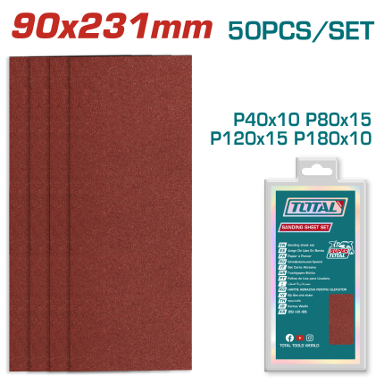 TOTAL 50-Piece Sanding Sheet Set 90×231mm – TAC7492412