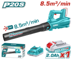 TOTAL  20V Cordless Blower Kit (15000 RPM | 115 km/h Air Speed | Battery & Charger Included) - TABLI203235