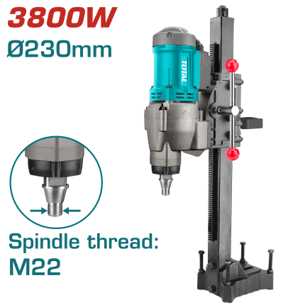 TOTAL  3800W Diamond Core Drilling Machine with Stand – 230mm Concrete Core Drill - TDDM38001
