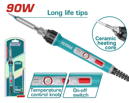 TOTAL  90W Adjustable Temperature Electric Soldering Iron with Stand - TET01608