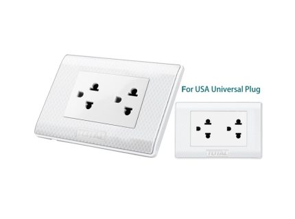 Total 2 Gang 84mm Electric Universal Socket- THESST183201