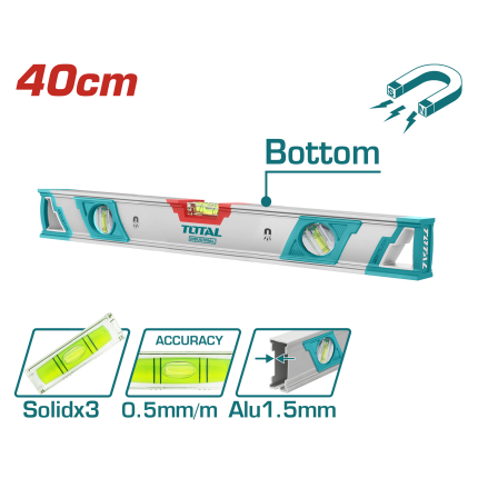 Total 40cm Spirit Level Measuring Instrument with Magnetic Base- TMT20405M
