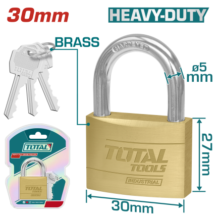 Total Heavy Duty Brass Padlock 20mm- TLK32202