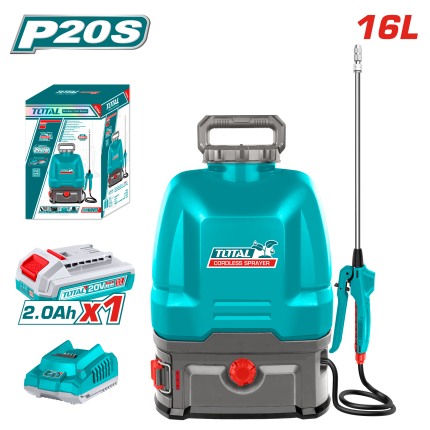 TOTAL 16L Cordless Battery Sprayer – 20V, 5 Bar Pressure, Two-Speed Control, Stainless Steel Lance, Includes 2.0Ah Battery & Fast Charger-TSPLI20162