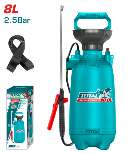 Total 8L Pressure Sprayer with Stainless Steel Lance, Carry Strap & 2.5 Bar Pressure – THSPP30802