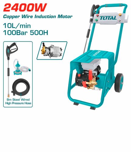 TOTAL TGT11176 2400W Commercial High-Pressure Washer – 100 Bar | Copper Pump | Induction Motor | 10L/Min Flow | Heavy-Duty Build TGT11176