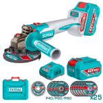 TOTAL  42V Brushless Cordless Angle Grinder Kit with Dual Batteries - TAGLI4128102 - Image 2
