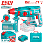 TOTAL 42V Brushless Cordless Rotary Hammer Kit – SDS Plus -  TRHLI422682