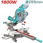 TOTAL  1800W 255mm Sliding Mitre Saw – Dual Rail Wood Cutting Machine - TS421825517