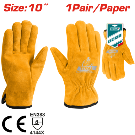 TOTAL  Leather Gloves – 10 Inch, Full Palm, Full Lining - TSP14210
