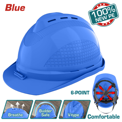 TOTAL  Safety Helmet– Blue, 6-Point Suspension with Ratchet Adjustment - TSP8603