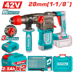 TOTAL 42V Brushless Cordless Rotary Hammer – 4.5J SDS Plus Kit - TRHLI422882