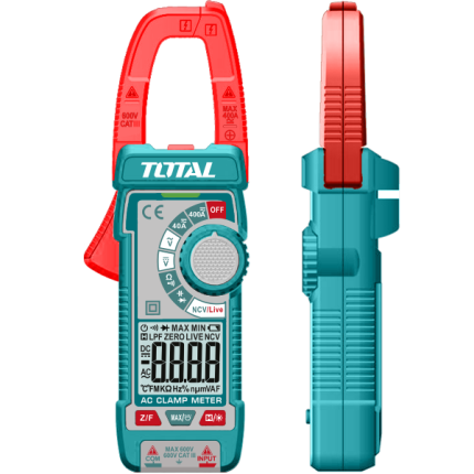 TOTAL Digital DC/AC Clamp Meter 4000 Counts, 400A, NCV with Flashlight-TMT762002