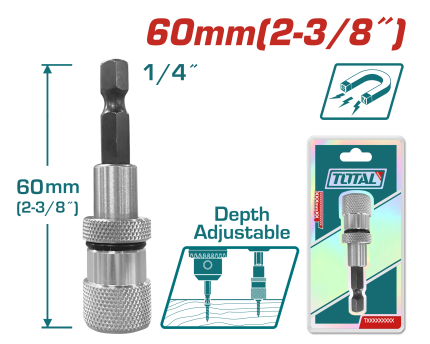 TOTAL Magnetic Limit Screwdriver Bit Holder 60mm (1/4" Hex) – TAC464601