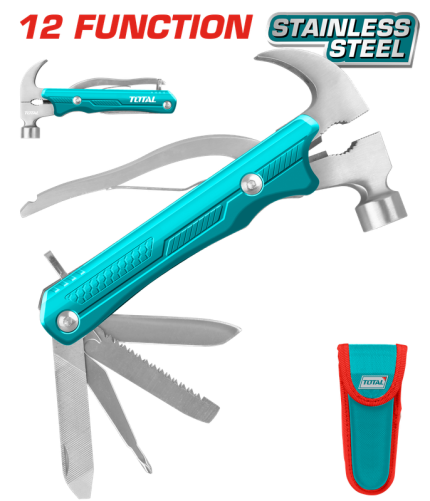 TOTAL Multi-Function Hammer 12-in-1, Aluminum Handle, Multi Tool-THMFH0126