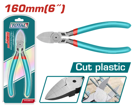 TOTAL 6" Plastic Cutting Pliers (160mm) – Precision Plastic Cutter with Durable Steel Body | Model THT230612