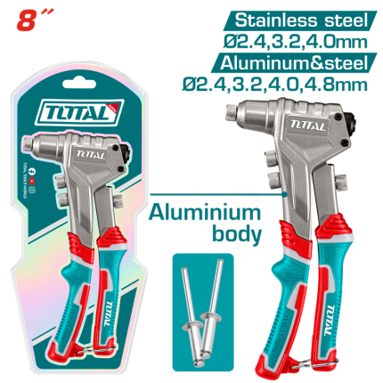 TOTAL Hand Riveter 8?, Steel & Aluminium Body, Multi-Rivet Sizes-THT32081