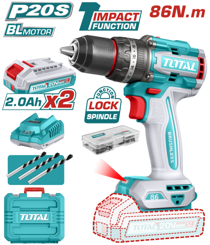 TOTAL Brushless Cordless Impact Drill – 20V | TIDLI208687