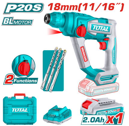 TOTAL Cordless Rotary Hammer – 20V | TRHLI201881