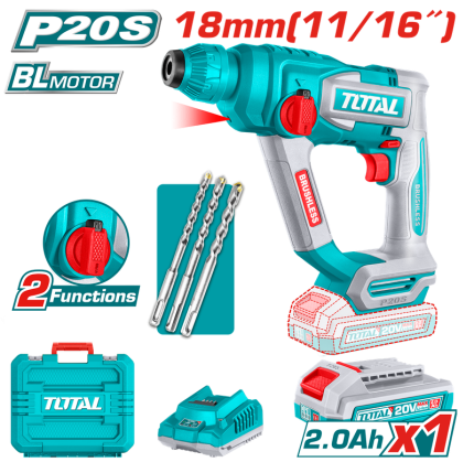 TOTAL Cordless Rotary Hammer – 20V | TRHLI201881